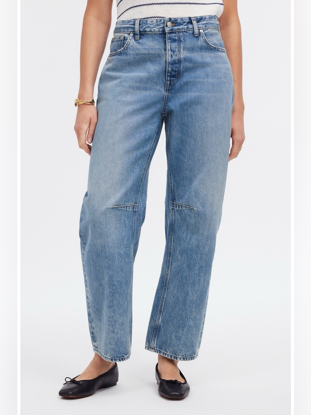 Madewell Darted Barrel Leg Women's Jeans - Light Blue - Petite